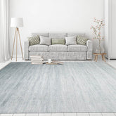 9' x12'  Gray Blue White Color Hand Knotted Persian Wool and Silk Modern & Contemporary Oriental Area Rug